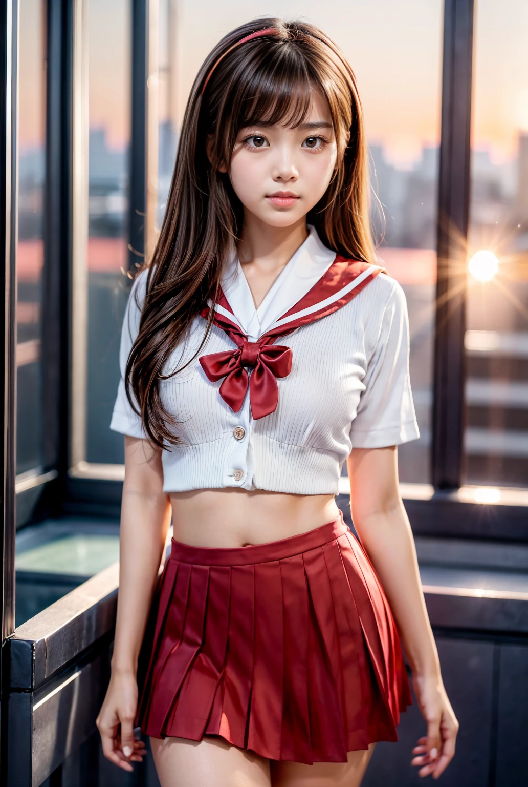 Kasumi, brown eyes, (best quality, ultra-detailed), (realistic:1.37), beautiful and detailed face, ultra-realistic texture, delicate face, delicate body, red lipstick, bright colors. High definition, 8K.