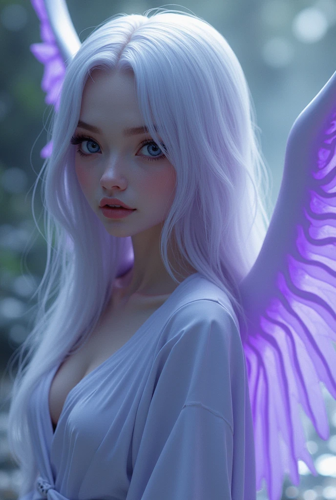 a 29 years old beautiful woman with long white hair, european face ,white angelic wings, praying, surrounded by white doves, serene and peaceful expression, ethereal and heavenly, 4k, high quality, intricate details, photorealistic, dramatic lighting, vibrant colors, beautifull scenerie, beautifull light