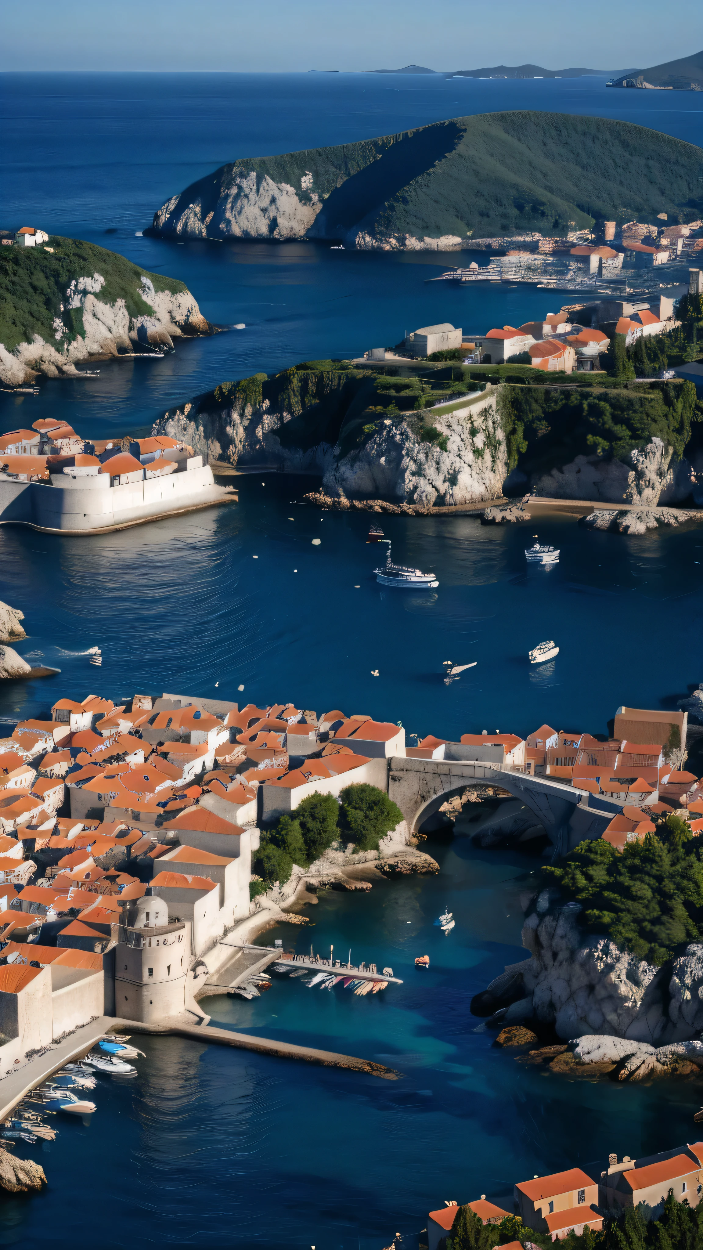  in high-definition images，Dubrovnik, called the pearl of the Adriatic Sea, is 、 high-definition images with a view of Croatian port facilities and coastal waters。