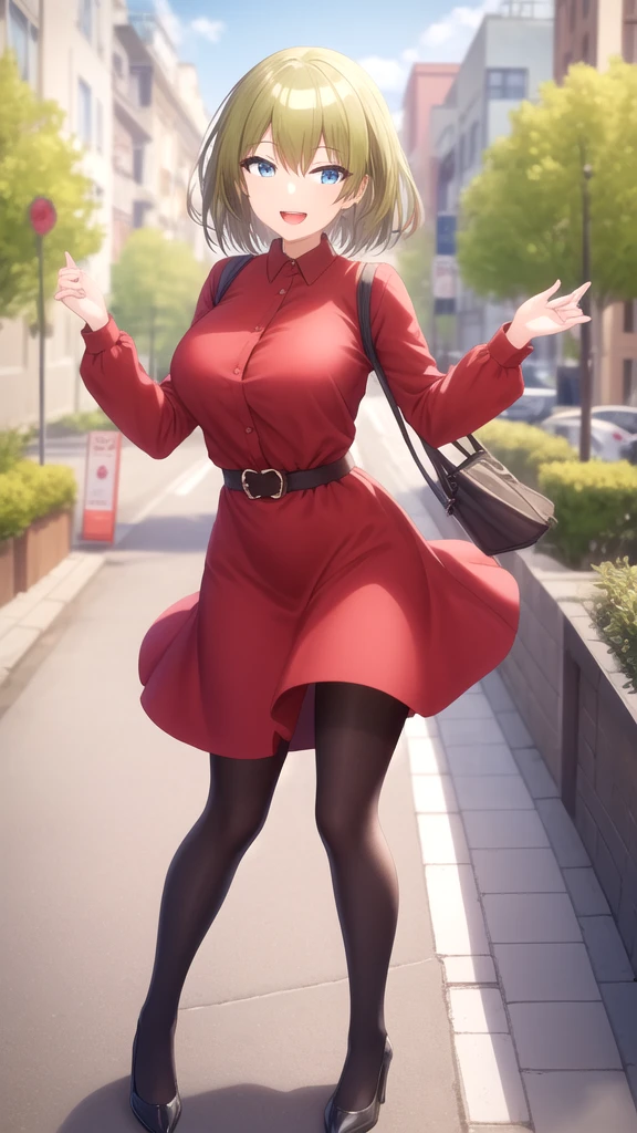 1 girl is taking to lavatory，looks away，are standing，green-eyed，embarressed，Be red in the face，Keep one's mouth shut，the street（The girl is peeing herself：0.4）Big breasts, wet body, exposed cleavage