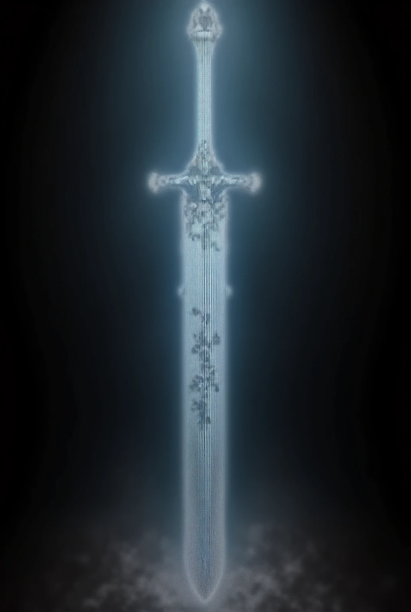 A close up of a sword with a glowing blade on it - SeaArt AI