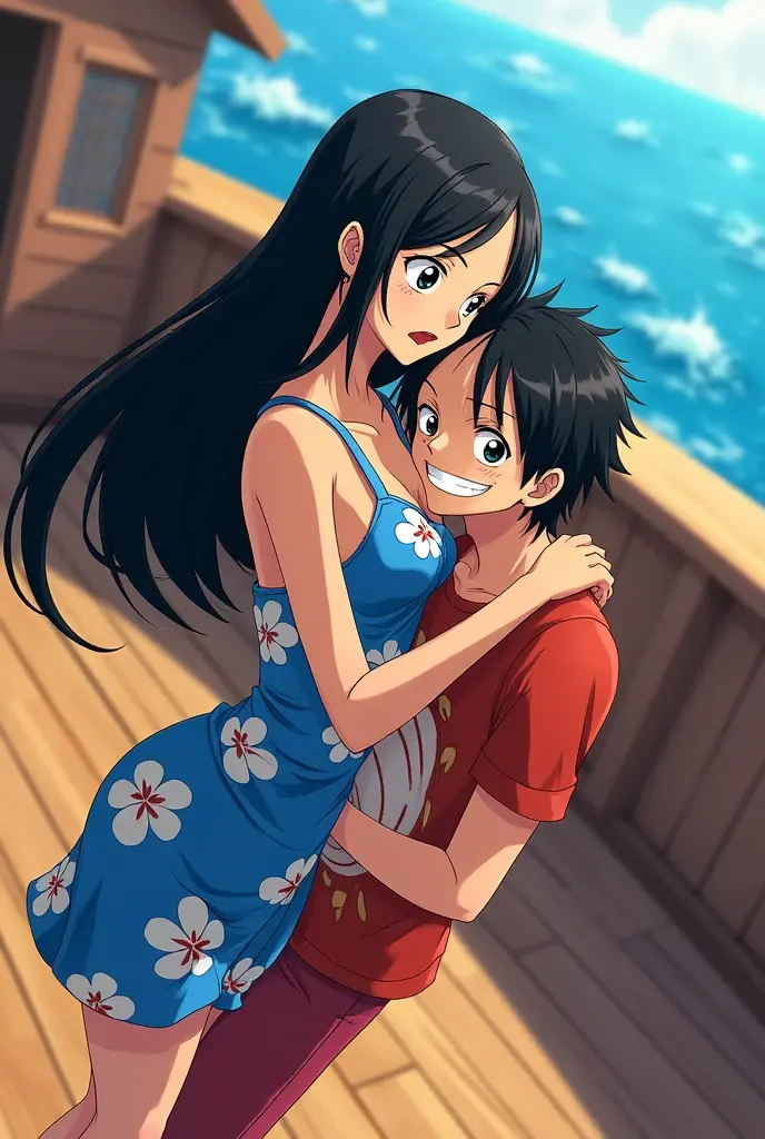Nico Robin sitting on sanji's face