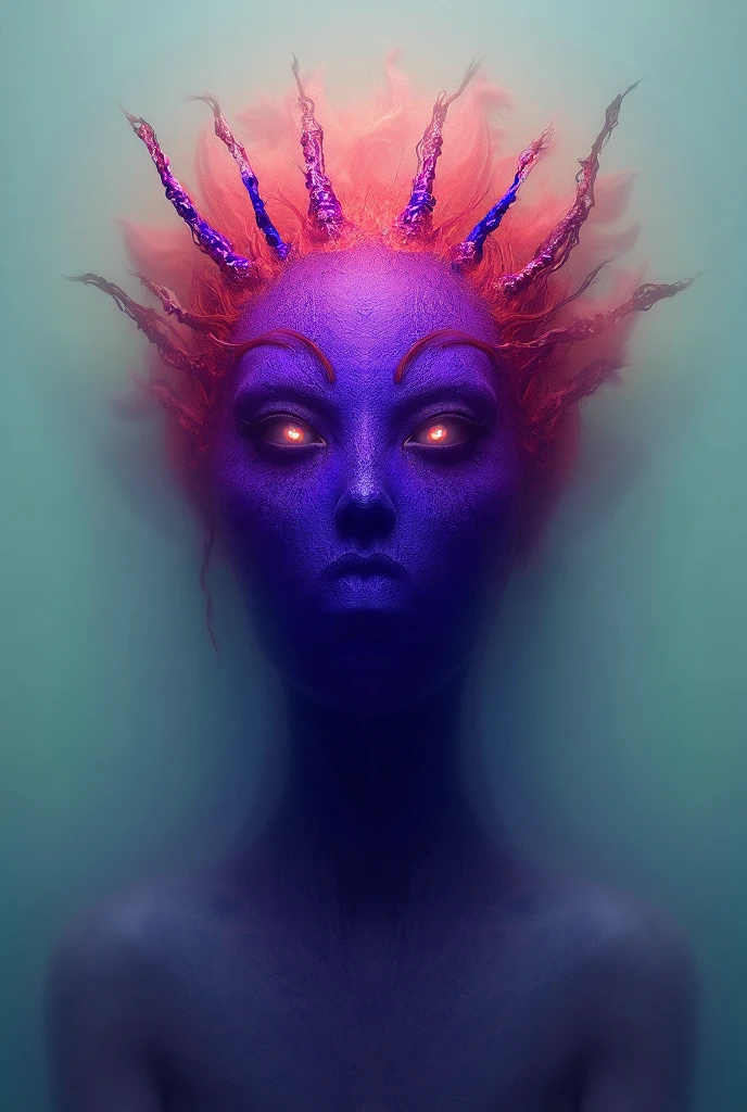 ((vivid red hair)), mature woman, 30 years old, diamond face, red starry sky background, depth of field, magic, big red lips, ((dark and black eyes)) black and red long and full dress, covered chest, mystical atmosphere, ominous shadows, Intense blue aura, Intense red aura (best quality:1.2), absurdres, intricate details, (highly detailed skin:1.2), smile expression, posing, taut and well defined body, attractive. Highly realistic, white skin, beautiful, hyperrealism, skin very elaborated, direct gaze,
