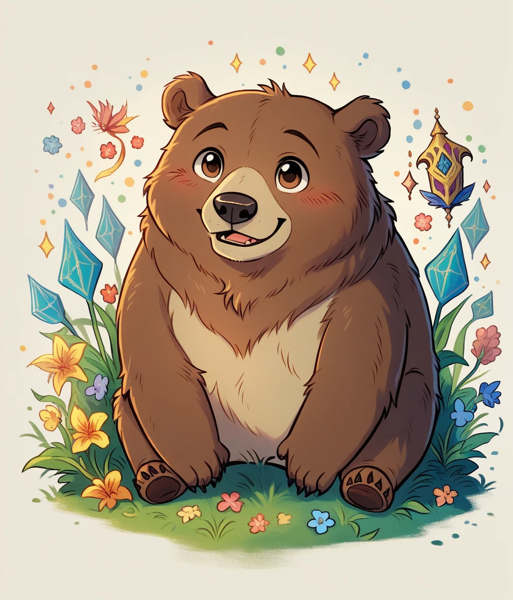 (cute, male, bear), c4m1ll3, adorable, magical, fantasy, hires textures, highly detailed, intricate details, best quality, masterpiece, zPDXL3