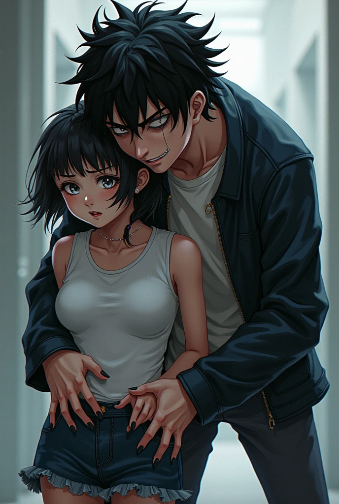 A couple of young man and teen girl, 14 years old girl, slim body, shcool girl, standing, big cock, at bathroom, ((carrying sex)), put from front, thrusting, , kissing, extreme age difference