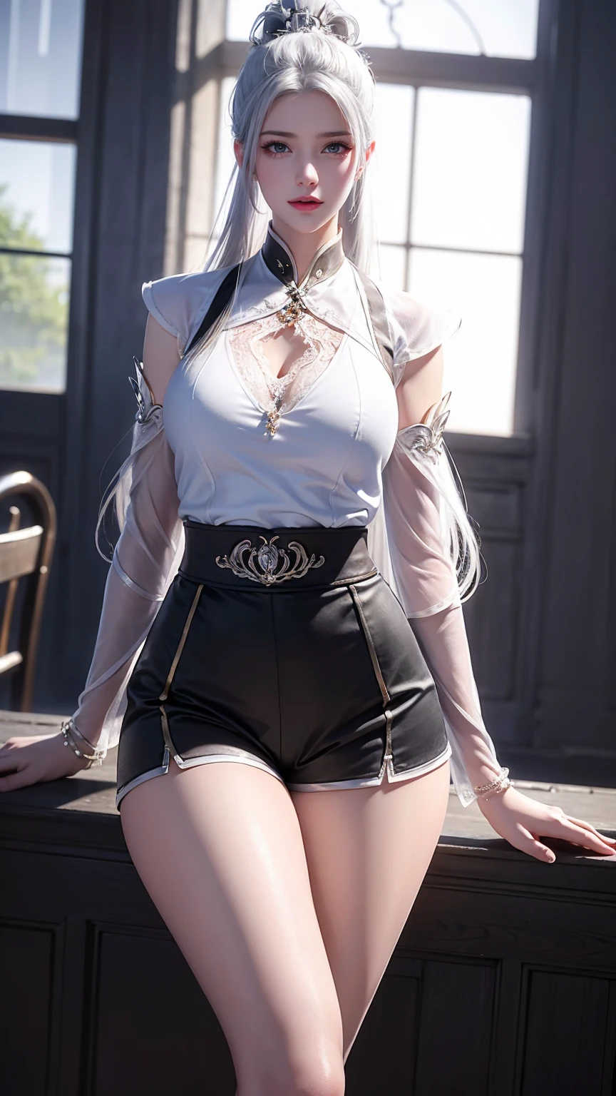 (masterpiece, best quality), intricate details, 1girl, 1girl in, 19, Solo, Long hair, Colossal, Looking at Viewer, whitish silver hair (standing full body toe to head by wooden pole:1.2) iron collar, arms behind back, iron cuffs, shackles, bound, bondage outfit, harness, o-ring, bondage outfit blindfolded, happy red cheeks, chain leash collar choker neck bell shackles wristbands bracers bracelets, cleave gag, sad face, red cheeks, crying tears, painful (she was sold and betrayed by her own family) BSDM BALLGAG