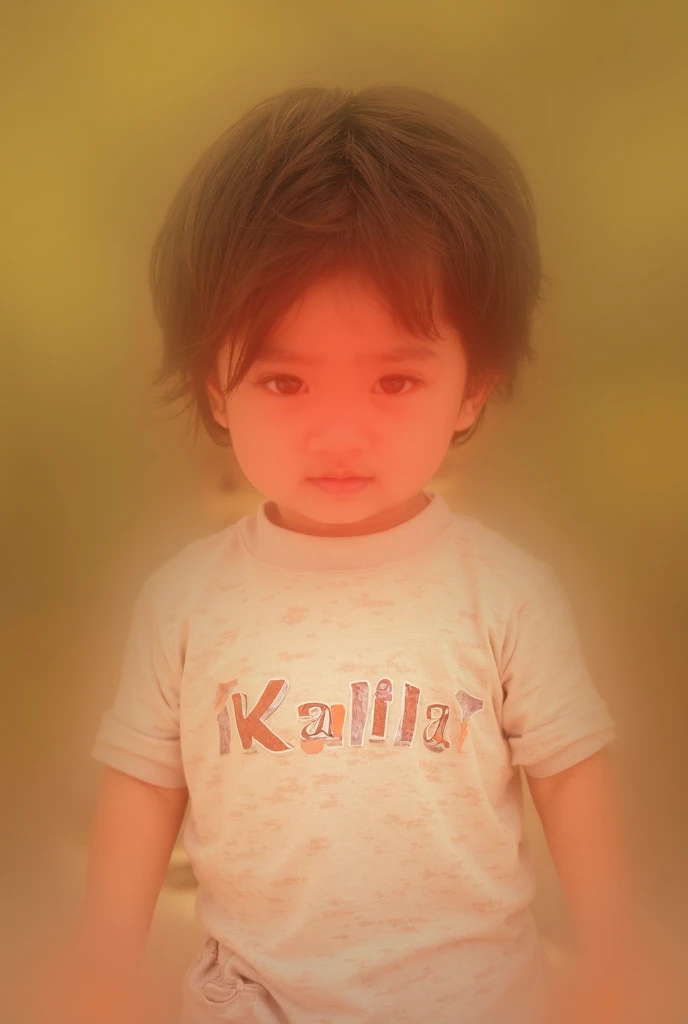 A boy standing with a girl near waterfall both wearing white shirt and design on boy shirt is AKKU and design on girl shirt is DII