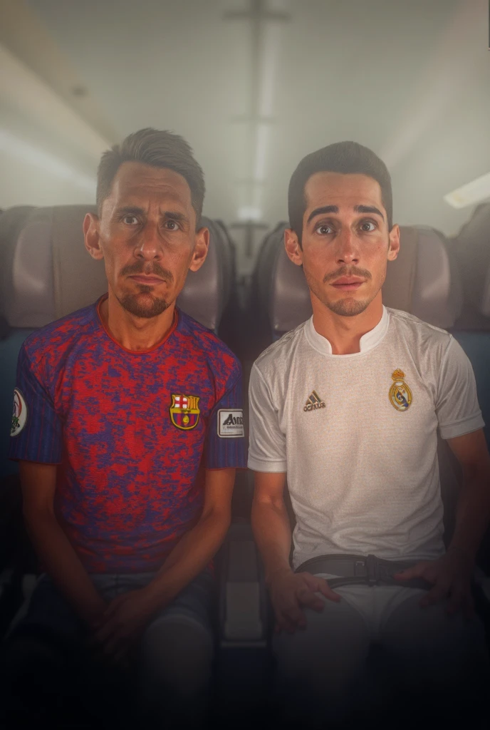 Messi and ronaldo are sitting inside an airplane messi wear barcelona ...