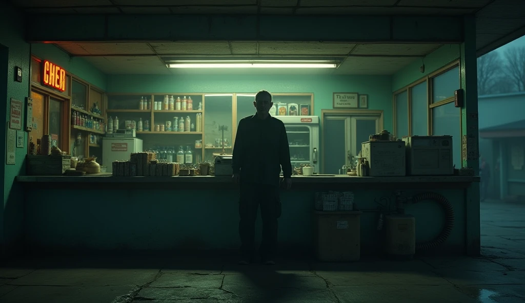CJ holds a gun in the green room in the game, Night vision effect, Green ambient light gives the room a green screen effect, A green radioactive glow is reflected on the characters, In GTAsa,