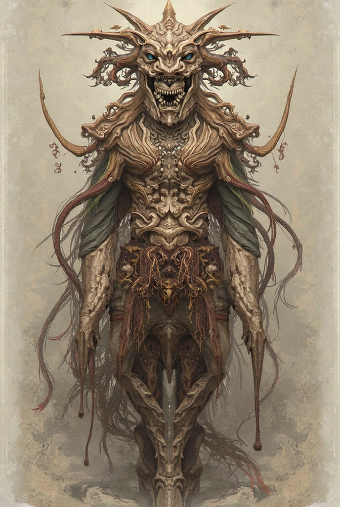 Detailed digital illustration a Eldritch abomination with reality-warping powers at a AI rebellion against oppressive regimes, on parchment, ink illustration, inkpunk style