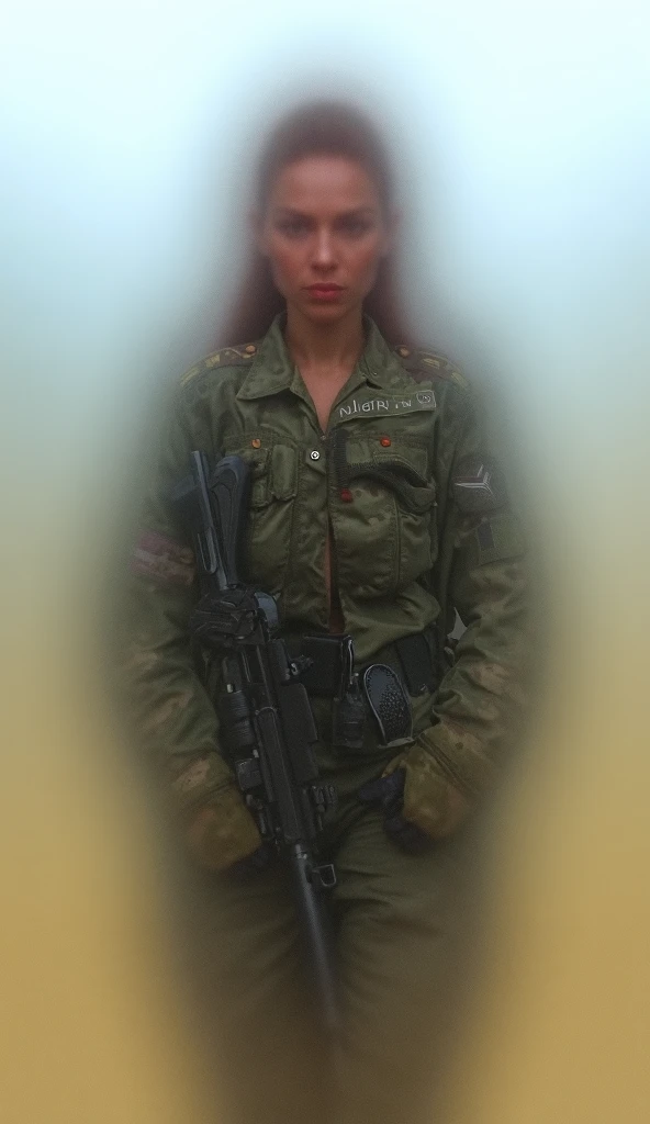 A closeup of a woman in uniform with glasses, menina militar, usando uniforme militar, usando uniforme militar, em traje militar completo, em uniforme militar, Amouranth, mais conhecido como Amouranth, soldado feminino bonito, em uniforme, em uniforme de soldado, menina soldado, jovem Amouranth bonito, With eye Glasses, vestindo roupa militar