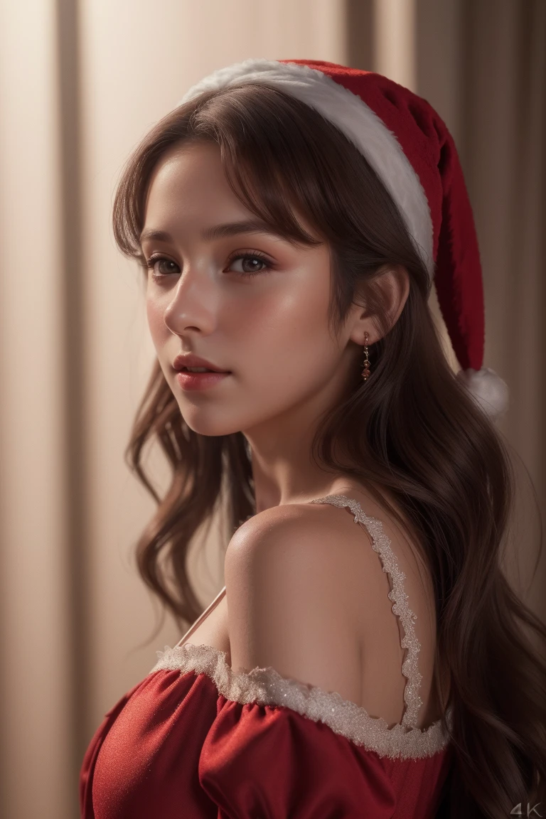 masterpiece、8K、32K、top-quality、(A detailed eye)、(A cute Japanese woman、bangss)、23years old、1 girl in、elegent、(Detailed background depiction、portlate:1.2)、(Christmas tree:1.3)、By the fireplace、(Reindeer Costume:1.2)、(illuminations:1.3)、Surprised red face、bright red nose、(Open a gift:1.3)、confetti in the air