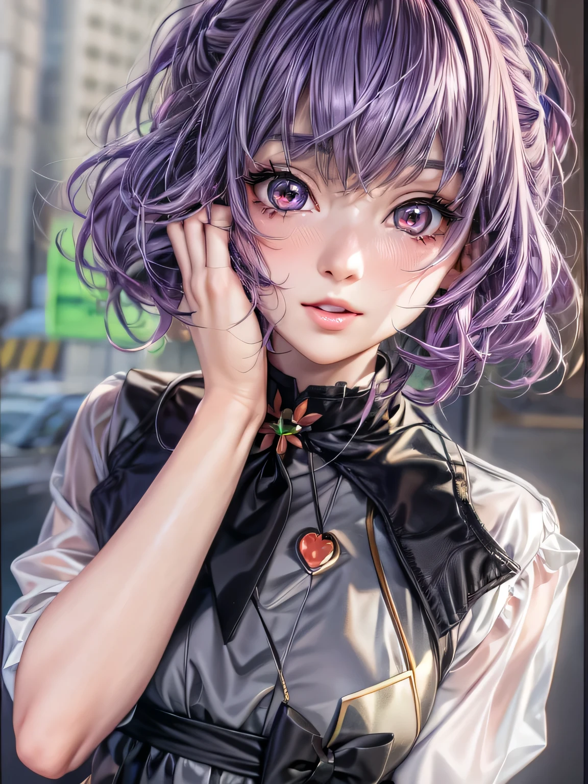 anime girl with purple hair and black dress posing for the camera, shinoa hiragi, kuvshinov, kuvshinov ilya, illya kuvshinov, anime moe artstyle, ilya kuvshinov. 4 k, (anime girl), ilya kuvshinov style, anime girl, ( ilya kuvshinov ), gapmoe yandere, cute anime girl, ((ultra-realistic, photorealistic))