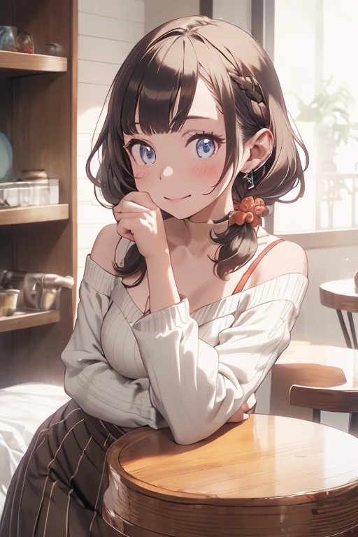 (((Masterpiece))),(((Super Detail))),(((in 8K))),(((best composition))),(((Rim lighting,Fireglow effect,deep shadow))),solo,(Hatsune Miku:1.0),Beautiful fingers,Detailed finger features,(Detailed hair features:1.7),(Dynamic and sexy bending pose:1.3),detailed facial features,detailed clothes features, (perky chest:1.1), (pointed chest:1.3), delicate beautiful face, Bright blue eyes, cute eyes, sparkling eyes, Big eyes, beautiful detailed eyes,double bun with glittering hair ornament,(super detailed glossy skin:1.3),slender body,tits,goddess smile,((with sparkling eyes and a contagious smile)),beautiful posture,have a cup of coffee,black hair, red eyes, dress, bare shoulders, jewelry, collarbone, sidelocks, hairband, earrings, indoors, off shoulder, sweater, arms behind back, plant, short hair with long locks, white hairband, off-shoulder dress, sweater dress, off-shoulder sweater, red sweater, big side hair, very long side hair,(super delicate floral pattern:1.2),seductive cleavage:1.3,beautiful glossy legs,shiny red high heels,lifting dishes with cakesd,french restaurant,hustle and bustle,rising steam,(((depth of fields)))

