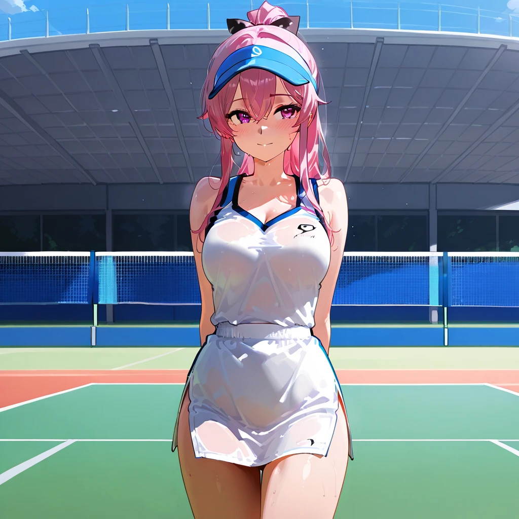 naked woman in tennis park