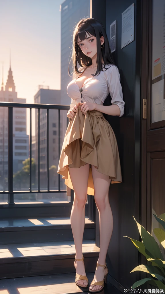 smil、((mid night、top-quality、8K、masterpiece:1.3)), full body Esbian, long legged, foco nítido:1.2, Beautiful woman with perfect body shape:1.4, Slender Abs:1.1, ((dark brown hair、Colossal tits:1.2)), (Tight Mini Slit Skirt Suit:1.2), ((Night City View、High-rise apartment building rooftop:1.3)), Highly detailed facial and skin texture, A detailed eye, 二重まぶた、barechested、cleavage of the breast,Tokyo Tower can be seen in the background、((Skirt lift:1.8)),((Kneeling Pose))