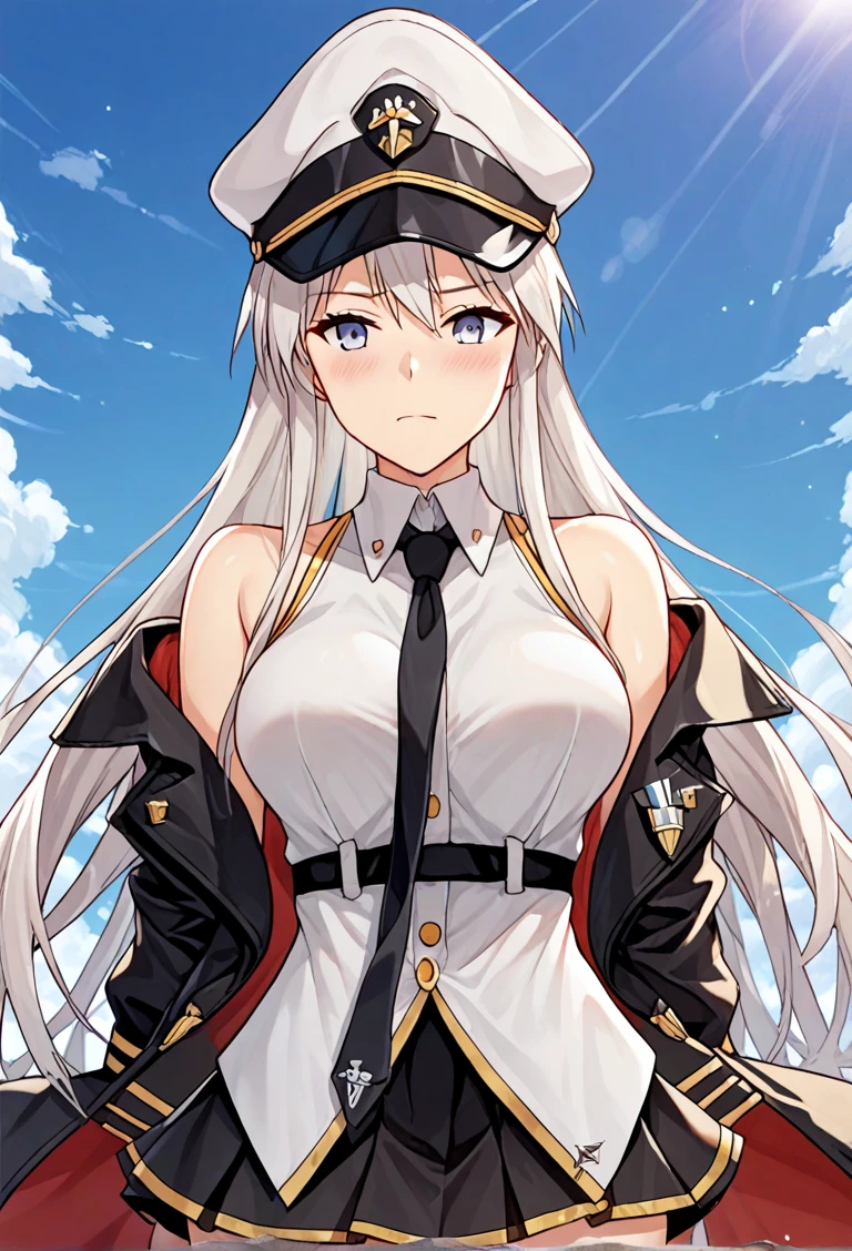 enterprise (azur lane),military uniform,  hat, BREAK score_9, score_8_up, score_7_up, BREAK  source_anime, best quality, masterpiece,uncensored, nsfw, zPDXL