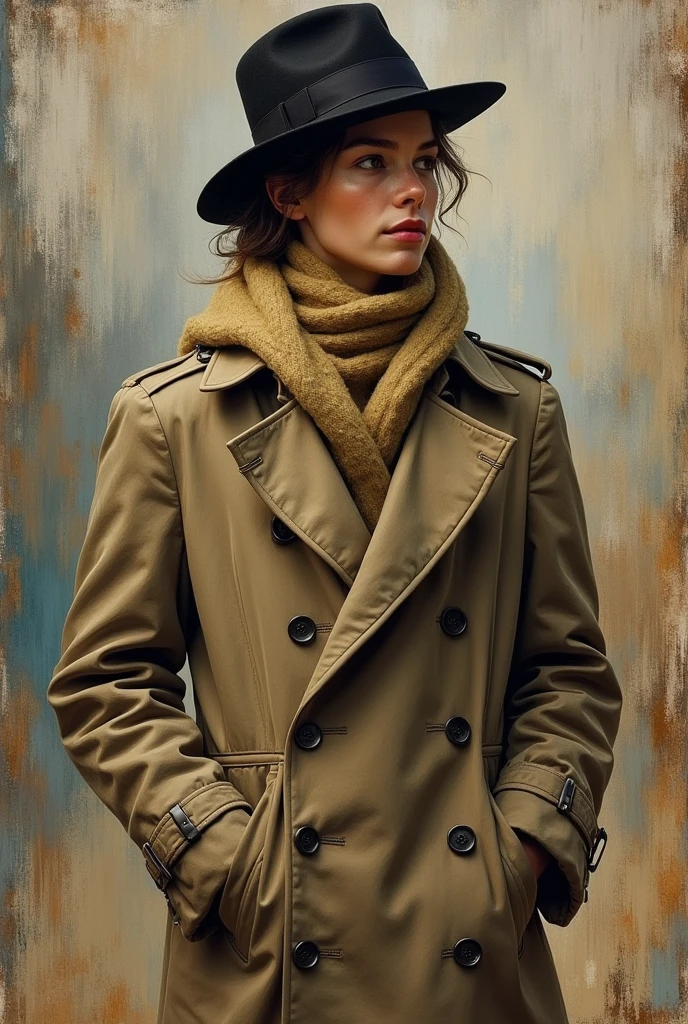 masterpiece，A work that looks like a masterpiece、 Trench Coat ， scarf，Impressionism 、Renoir， European style 