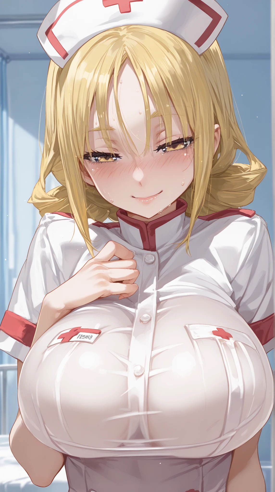 (masterpiece, best quality), 1girl,
BREAK blush, 口を大きく開けて舌を出す、 naughty face, nervous smile,(half-closed eyes:1.1),
BREAK girl, 10yo, loli, huge breasts, nurse, latex, yellow hair,