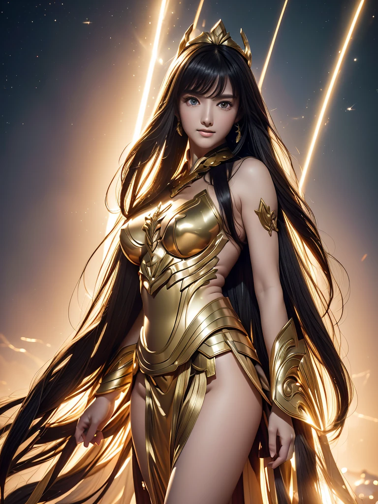 Saint Seiya,Gold armor,cinematic lighitnglamplight,Realistic,highly detailed,bright, kosmos, Starcloud, detailed, hyper realisitc, clean background trending, bright background, The attention to detail,8k --niji 5 --stylistic expressiveness --s 400