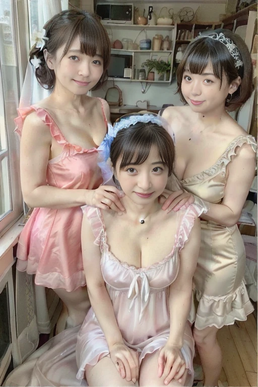 (highest quality,8k,masterpiece),Japanese Mature,50 years old,Huge ,Accentuate your cleavage,Glamour,sexy,Muchimuchi,