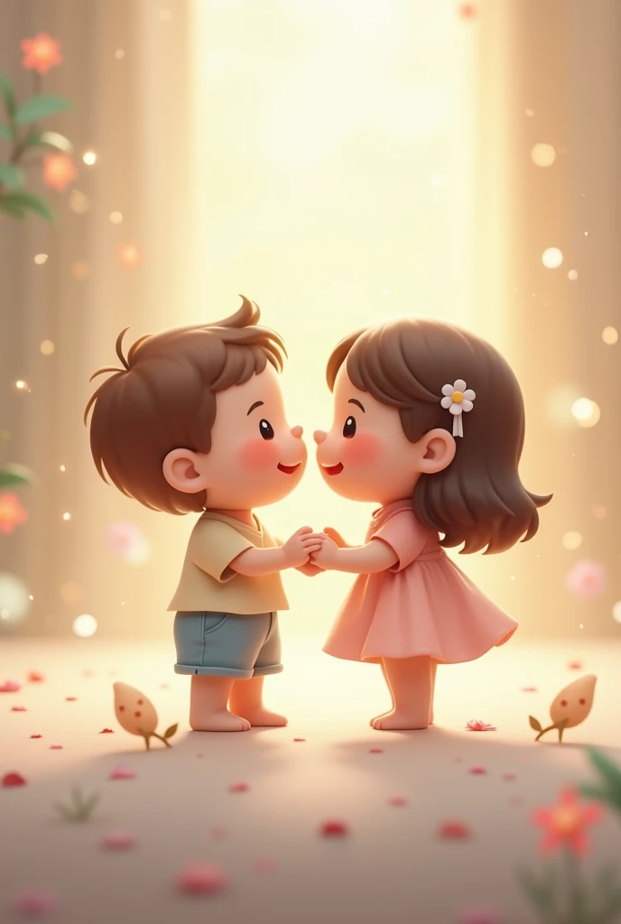 Very Hungry boy licking girl's cheeks.. Make them smaller and cuter
