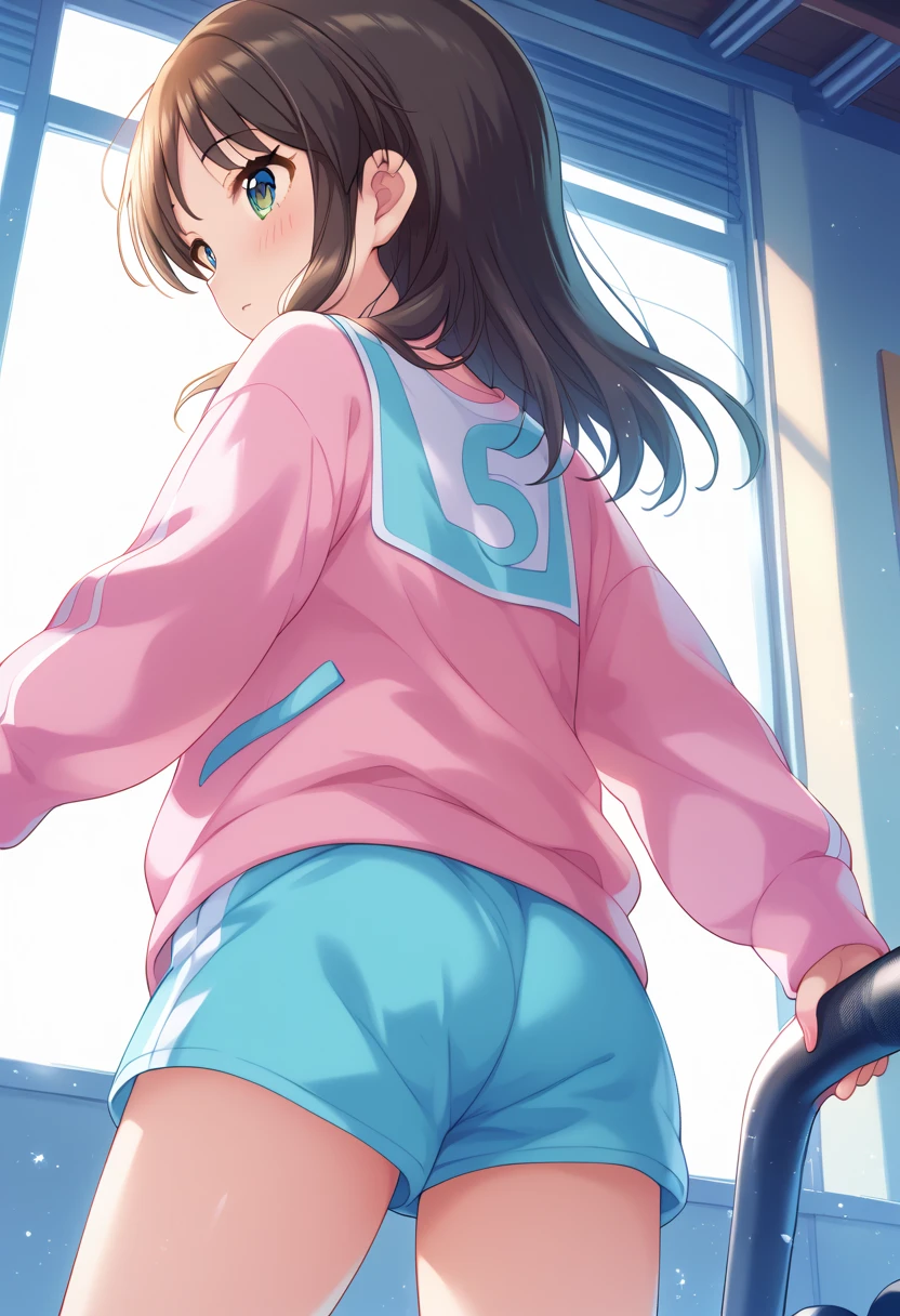 Turn your gaze to the viewer　 from behind 　　 lower angle 　winter　１ girls　Cute gym clothes　cute workout clothes 　Long sportswear 　long sleeve workout clothes　Bloomers　Bloomers1：5　Bloomersの食い込みをなおす　Bloomersを整える　 Sports Fields　Tachibana Arisu 