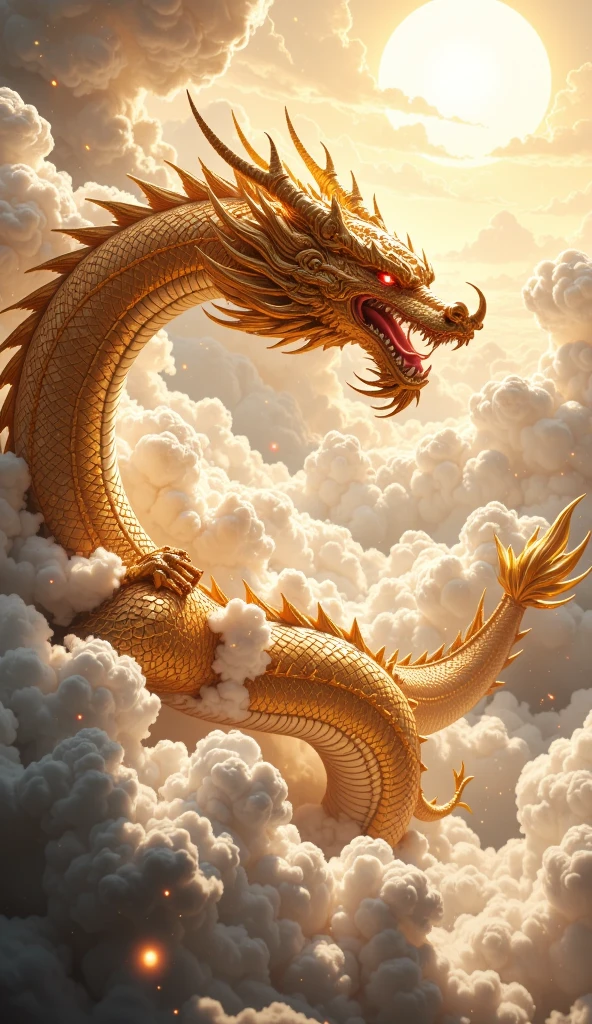  improve your luck　Good luck　Dragon God　The dragon that rises in the distance　Light　null　cloud　white　gold　 bright 　Light Tones 