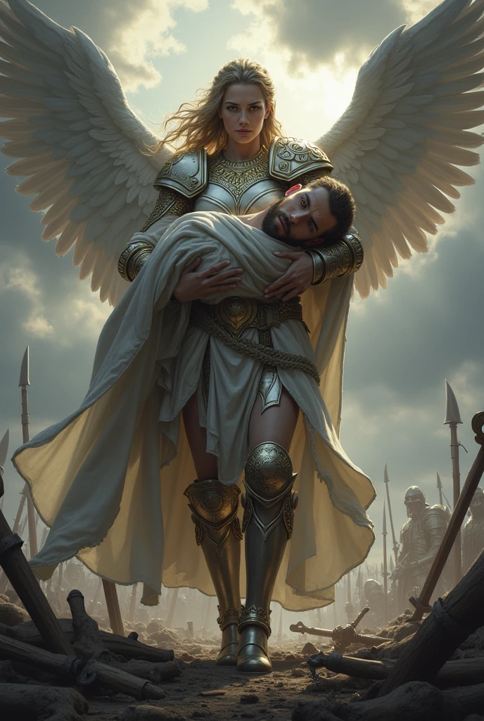 ((Archangel Michael. 19 years old))) ((( Con una cara seria y piadosa. Con una mirada dulce y tierna))) (obra maestra, calidad superior, mejor calidad, arte oficial, beautiful and aesthetic: 1.2), (1girl), extremadamente detallado, (Arte fractal: 1.3), colorido, highest detailed, Cara perfecta, parte superior del cuerpo, HDR, (orando: 1.3), (golden lines of white coat: 1.2), galaxia, (rayas de luz), eye-catching visuals, (dynamic stripes, senderos luminosos: 1.2), colores vibrantes,