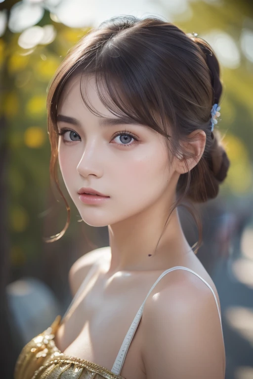 8k, best quality, Masterpiece , super high resolution, ( realism: 1.4), Original photo, ( realistic skin texture : 1.3), ( Film Grain: 1.3), 1 girl , Beautiful Face Details, Masterpiece , best quality, Top Body High Quality Photo Stretched ,