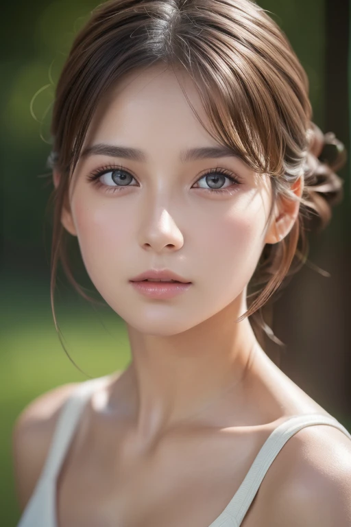 8k, best quality, Masterpiece , super high resolution, ( realism: 1.4), Original photo, ( realistic skin texture : 1.3), ( Film Grain: 1.3), 1 girl , Beautiful Face Details, best quality, Top Body High Quality Photo Stretched ,