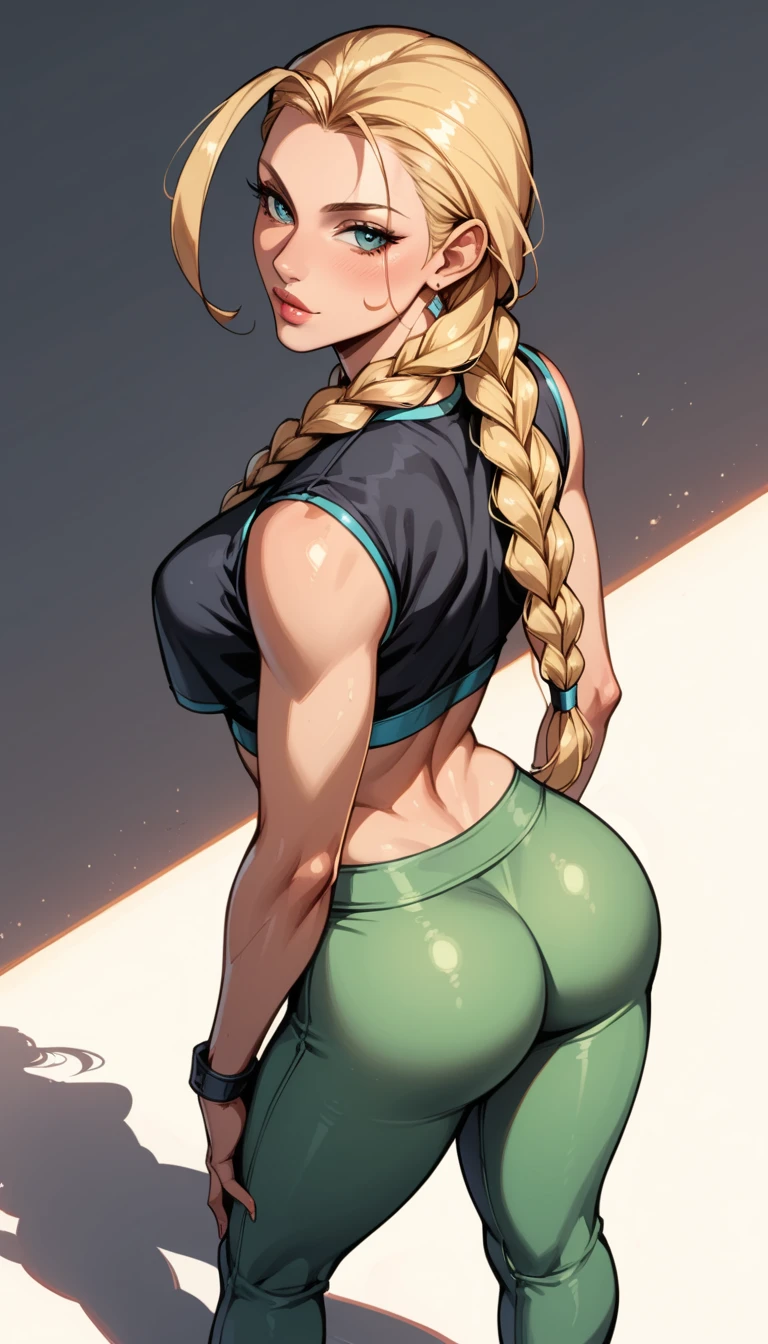 Dark Fantasy scoring art_9, score_8_above, score_7_above,  review_  questionable  , Fantasy, Lighting, epiCPhoto 1garota, very sexy (cammySDXL,  blonde hair,    long hair ,  double braids , ) on the face:1.1), linda waifu,  yoga pants , dark green  yoga pants , standing in the gym,  Long legs, tennis, [ round ass, thick, ( crossed legs :1.3), (He finished :1.2), Alone, , flirt, gaze, sexy look,   half-closed eyes  ,   head tilt ,  full lips , lábios thicks, makeabove, Model test , pose sexy, dark,   melancholic nighttime  , dark Fantasy style.