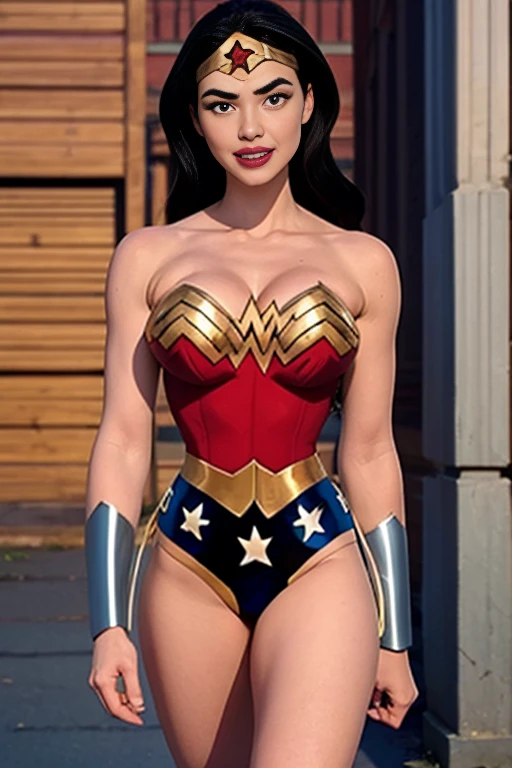 Girl with big tits and awesome pussy in photo looks at viewer 8k detailed perfect nudes beautiful face ,sonrisa coqueta y sexy, wonder woman Gal Gadot 