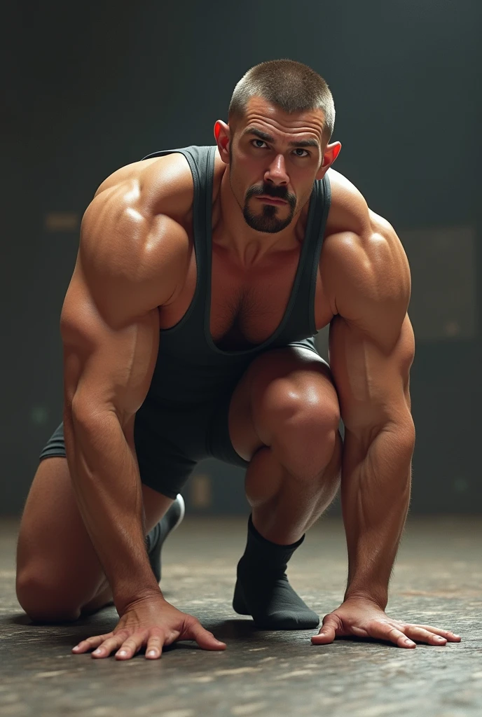 40 years old，Hidetoshi Nakata，（Kogoro Mori 1.3），Oriental face，whole body，Lean，muscle，office，Kneeling，black，foot，White socks，Baldhead ，transparent，Thick body hair，underwear，Topless，Densely hairy，Fortitude，HD，With a mustache
