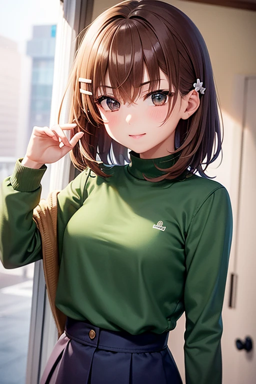 kinomoto sakura, 1girl, brown hair, short hair, antenna hair, two side up, hair bobbles, green eyes, school uniform, white sailor collar, black shirt, long sleeves, white skirt, pleated skirt
(best quality, masterpiece, RAW photo,ultra-detailed:1.2), <lyco:GoodHands-beta2:1.0>,1girl,solo,looking at viewer,smile
<lyco:kinomoto_sakura_v1:1.0> <lyco:de-anime-er_v10:0.4>