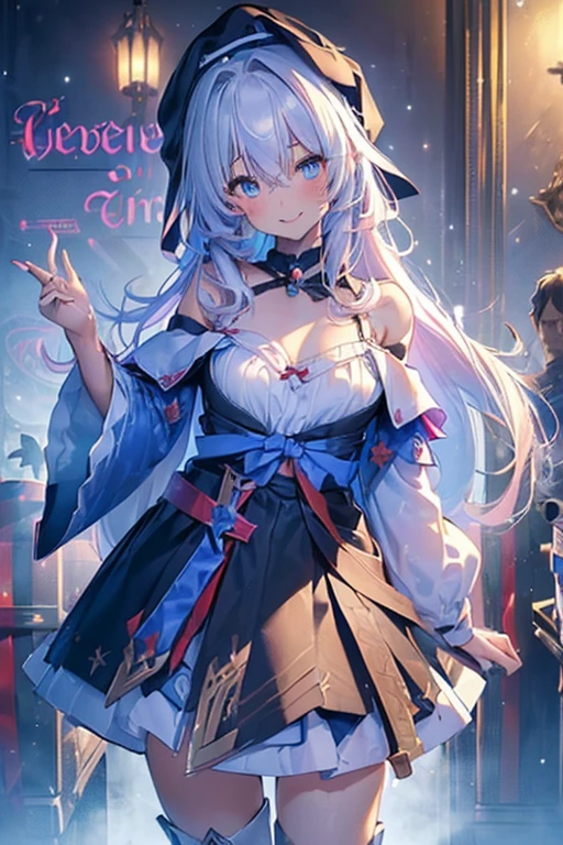 (from below:1.2),((1girl, silver hair, long hair, qutel blue eyes, beautiful eyes, pretty smile:1.5, ), ( off-shoulder dress, sweater dress,, santa hat, black tights, santa boots), (((holding ominous japanese sword:1.1 ))), ((battlescene,slashilg,killing the mafia,blood splash)), (outdoor, party room, christmas party), ((masterpiece:1.5)), ((best quality:1.5)), (ultra-detailed:1.5), (cinematic lighting, cinematic posing), (goddess smile:1.1),(with sparkling eyes and a contagious smile),her thin pubic hair:1.2, off-shoulder dress, sweater dress, Purplish blue eyes that dreamers desire, small stature, medium , Lori face, (masutepiece:1.2, Best Quality), (finely detailed beautiful eye: 1.2), (beautifull detailed face), (perky chest:1.2), (pointed chest:1.1), (bra magazine cover:1.3),(with sparkling eyes and a contagious smile),her thin pubic hair:1.2, looking at viewer