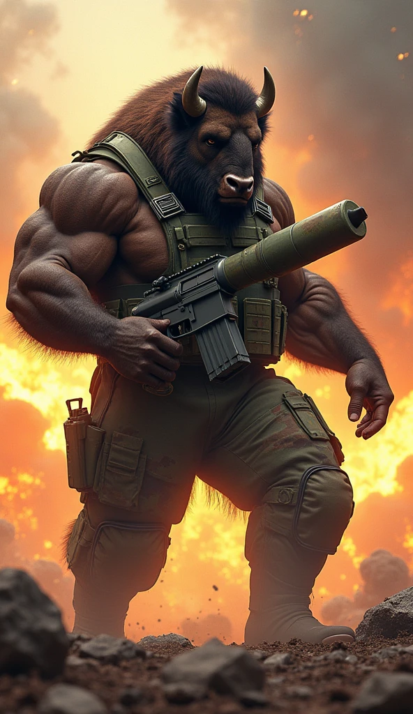Sharp focus, masterpiece, 8k, intricate artwork, hyper detailed, high detail, best quality, perfect colors, perfect shadows, perfect lighting, posted on e621, front view, furry body, posted on e621, furry body, solo, anthro bull, (veiny, massive strongman, beefy bodybuilder, buff, manly, brutal, masculine:1.3), (short full grey beard:1.6), (monotone brown fur, nails on hands:1.3), (curved big bovine horns), middle-aged, mature, male, correct anatomy, (photorealistic fur, detailed fur, sweat, epic, masterpiece:1.2), (by Taran Fiddler, by Rukis, Bonifasko lighting), (by Chunie:0.8), detailed bull eyes, Colorado desert, dust, path, (running pose), (long desert camo shorts:1.3), hooves