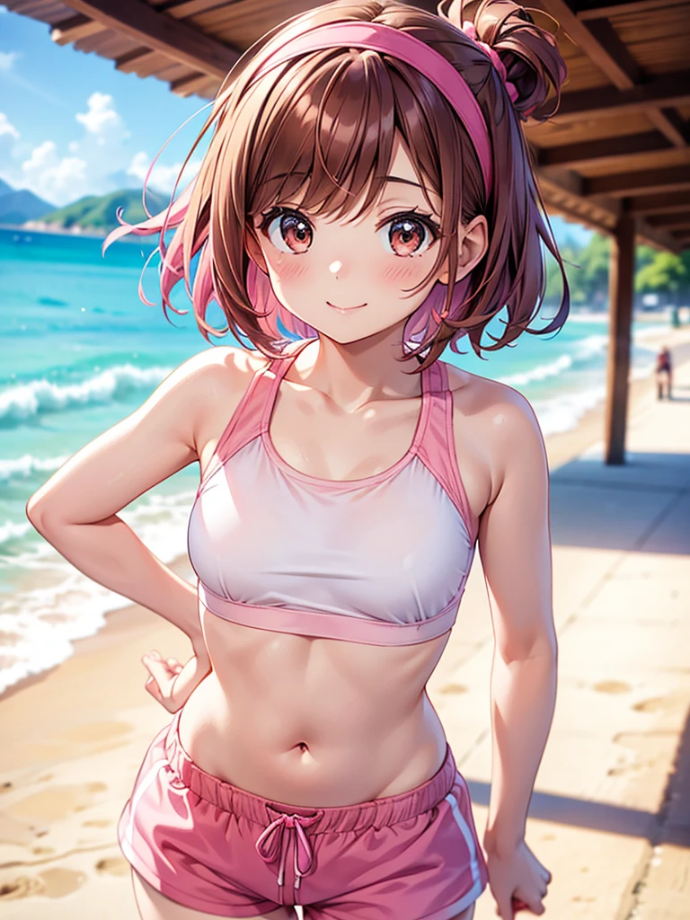 Sweaty ponytailed busty Asuna Yuuki in a pink skirted swimsuit hydrating while spilling on her body nsfw