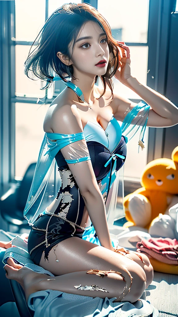 Highest image quality、real image、Sexy ponytail、real photos、Realistic、Crouching、1 girl、spread legs,show me your white panties,venus hair、eyes purple、shining eyes、crop top、skirt、parted lips、blush、night、flower、sun、sunlight、