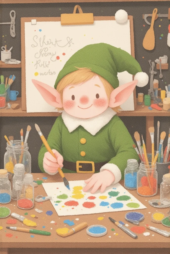 Pastel Art，Busy elf in the studio