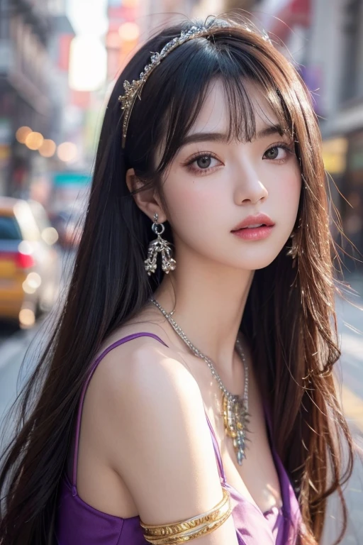 (A hyper-realistic), (Illustration), (Increased resolution), (8K), (Extremely detailed), (Best Illustration), (Top quality with beautiful attention to detail), (ultra-detailliert), (masutepiece ), ( Wallpaper), (Detailed face), Solo, 1 girl, Looking at Viewer, Fine details, Detailed face, In the Dark, Deep Shadows, lowkey, pureerosfaceace_v1, Smiling, Long hair, Black shawl straight hair , 46 Point Slant Bang Black Earrings、The background is Kamakura Hachimangu Shrine、kamakura temple、kyoto、