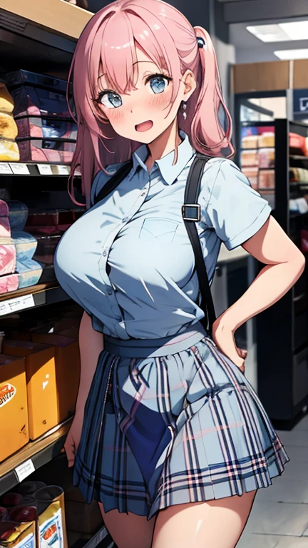 mastute piece,Best Quality,insanely detailed,8k cg,nsfw,
(shoot upper body:1.3),
(1girls:1.3),standing,looking at viewr,body in front,((both arms behind back:1.4)),(((blue convenience store employee uniform:1.4))),(bare breasts:1.4),break,
blush,shy,(ecstasy face:1.3),(trembling:1.2),break,(light silver hair:1.4),
break,
perfect breasts,perfect teats,(open mouth:0.9),(large breasts:1.2),
(in convenience store:1.1,in checkout counter:1.1),