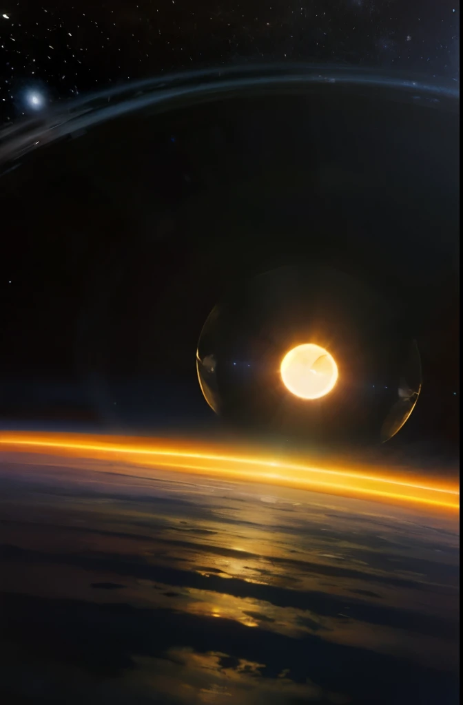 a view of a planet with a ring of light in the middle, in the astral plane ) ) ), portal in space, portal to outer space, majestic interstellar portal, portal to another universe, interstellar infinity portal, world seen only through a portal, wormhole, black hole event horizon, magic portal in the sky, hollow earth, luminous black hole portal