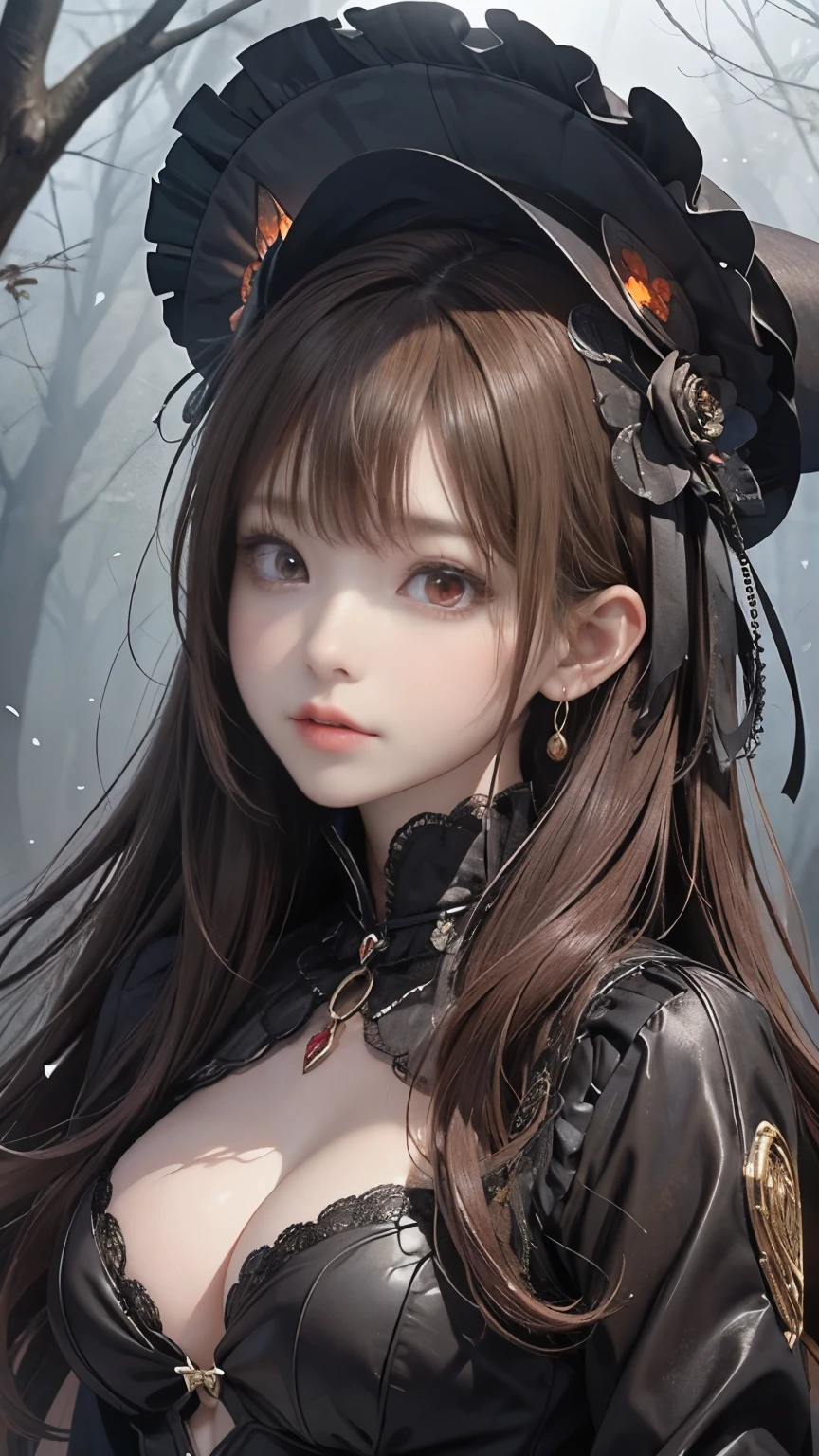 Anime girl with long hair wearing a black outfit and a hat - SeaArt AI