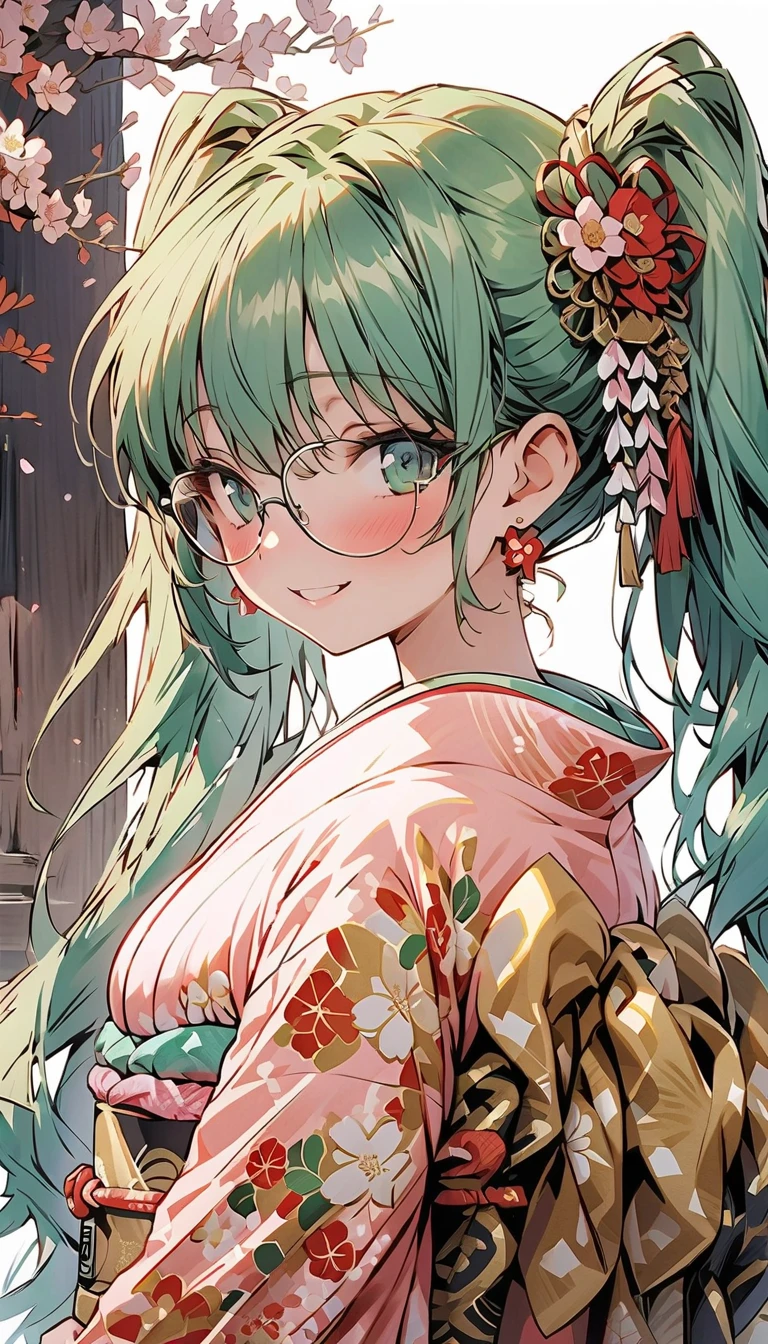      Hatsune Miku  、 wore glasses、Glasses girl   ;      very small breasts on toilet bowl 、  Small Breasts 、Micro Bust、 Slender figure in ruins 、すべての男性を魅了する魅力的な  sexy kimono ,  new year kimono  ,     sexy and very beautiful  、    kimono that shines with delicate techniques   ,        Sunny Clothes costumes are made with advanced technology .  sexy kimono 、     Hatsune Miku     （     vocaloid  ）GREEN HAIR LONG HAIR     、  Green Haired Twin Tails    、    straight hair twin tails      、   Green Hair Twin Tails    、    green eyes、Green eyeball、魅力的な    green eyes,       Women Who Respect You   、smile、満面のsmile、恋人にみせるsmile、 Flashing  ,  Her  cuteness is irresistible     ,  Tighten your heart   、that&#39;  pussy that seems to burst 、      The World Has Begun to Change Colors      、  cute、    Sexy Beautiful Girl    