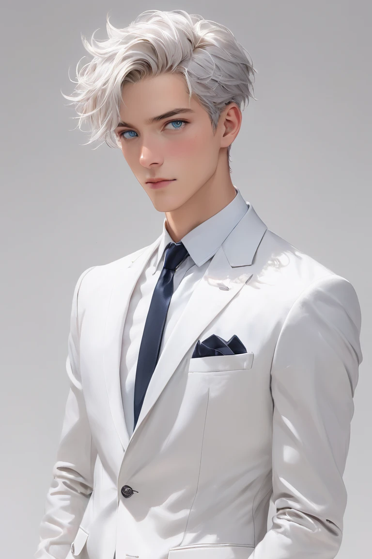 white hair, boy, profile picture, blue eyes