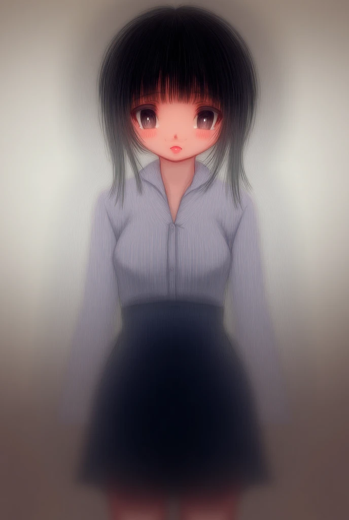 1 woman, alone, long hair, big tits, looking at viewer, blush, laugh, forehead, black hair, long sleeves, standing, go, black eye, put your hands together, also, also skirt, miko, red also, masterpiece, best quality, very detailed, being raped