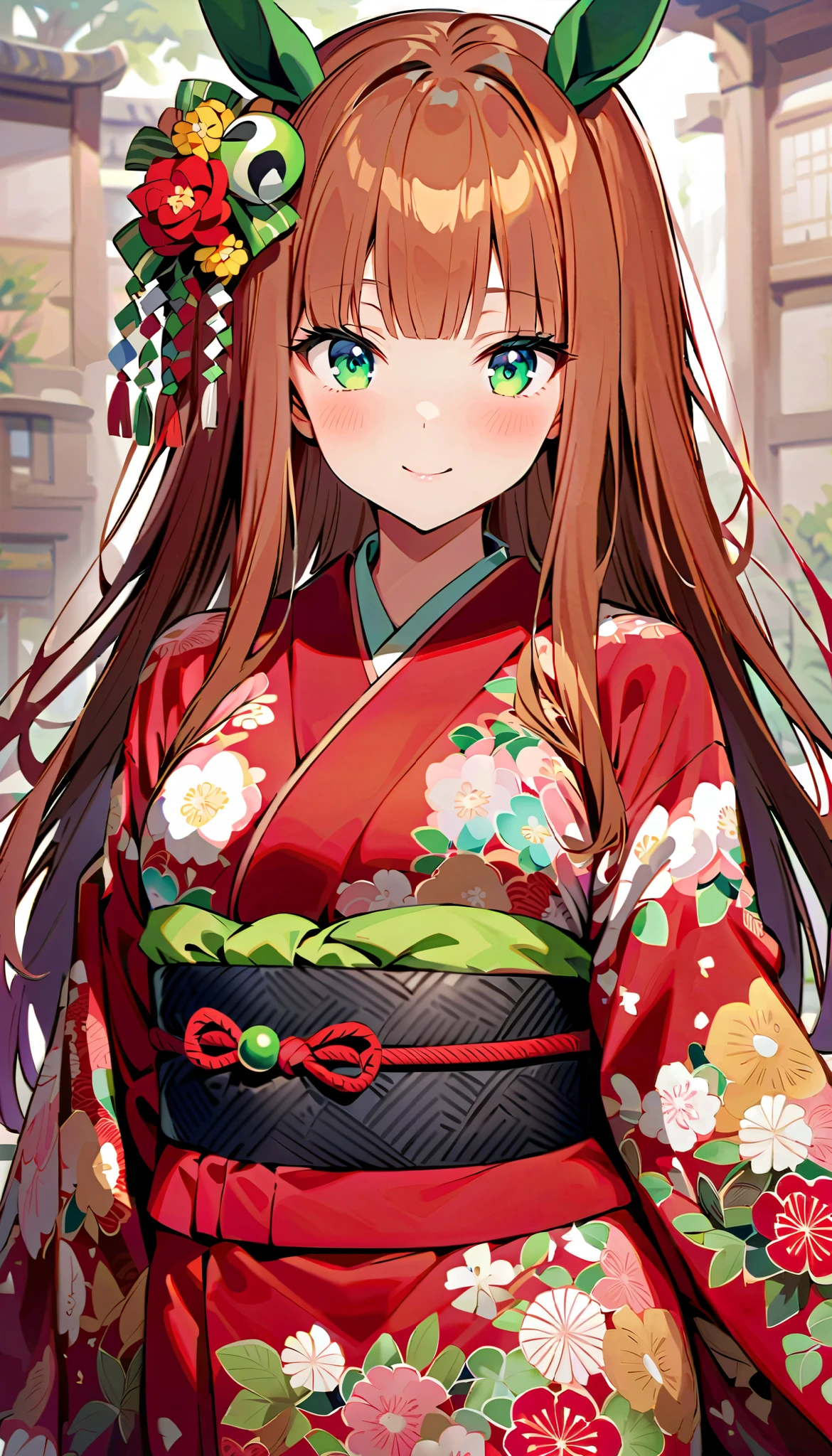   silence suzuka（  Uma Musume） ;     Very Very Small Breasts 、Micro Bust、 small tits、    charming kimono that captivates all men ,  New Year Kimono  ,    sexy and very beautiful chest kimono  、  Kimono that shines with delicate skill    ,     sunny costumes are made with advanced technology . sexy kimono 、   silence suzuka  （   Uma Musume ）   long brown hair   、 茶髪のサラサラ straight hair  、 straight hair    、  Very long horse ears  、、、、、 Brown haired long haired   、   green eyes、Green eyeball、魅力的な   green eyes,     Women who respect you are cunning    , but、    Her cuteness is irresistible      ,  Heart Tightening 、Small underdeveloped breasts 、smile、満面のsmile、恋人にみせるsmile、     The World Has Begun to Change Colors     、poison、   Sexy Beautiful Girl   