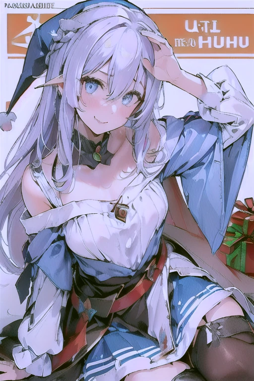 (from below:1.2),((1girl, silver hair, long hair, qutel blue eyes, beautiful eyes, pretty smile:1.5, ), ( off-shoulder dress, sweater dress,, santa hat, black tights, santa boots), (((holding ominous japanese sword:1.1 ))), ((battlescene,slashilg,killing the mafia,blood splash)), (outdoor, party room, christmas party), ((masterpiece:1.5)), ((best quality:1.5)), (ultra-detailed:1.5), (cinematic lighting, cinematic posing), (goddess smile:1.1),(with sparkling eyes and a contagious smile),her thin pubic hair:1.2, off-shoulder dress, sweater dress, Purplish blue eyes that dreamers desire, small stature, medium , Lori face, (masutepiece:1.2, Best Quality), (finely detailed beautiful eye: 1.2), (beautifull detailed face), (perky chest:1.2), (pointed chest:1.1), (bra magazine cover:1.3),(with sparkling eyes and a contagious smile),her thin pubic hair:1.2, looking at viewer