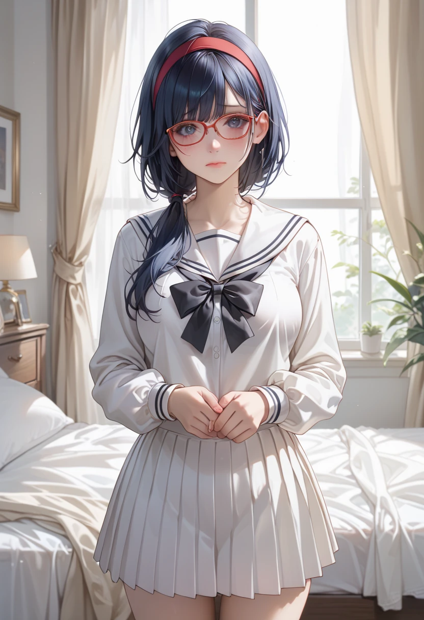 (8K、Hyper HD)On pink sheets、transparent bottom、Spread your legs、short hair, Black Hair, Curly Hair、View your viewers,high school girl,Leaning forward,(Random cute clothes),(Random Animation Pose),(Thin type),(Random hairstyle),(Best image quality, (8K), Ultra-realistic, 最high quality, high quality, High resolution, high qualityの質感, Attention to detail, Beautiful details, Fine details, Highly detailed CG, Detailed Texture, Realistic facial expressions, masterpiece, in front),(Wear glasses:1.1)